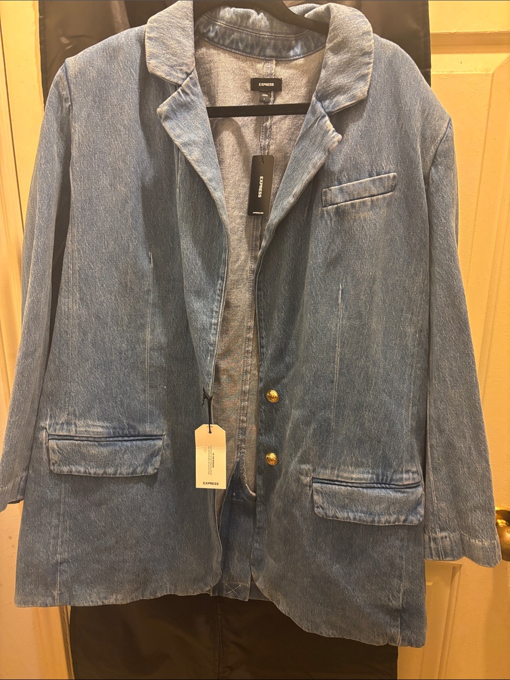 Express Blue Denim Blazer Jacket